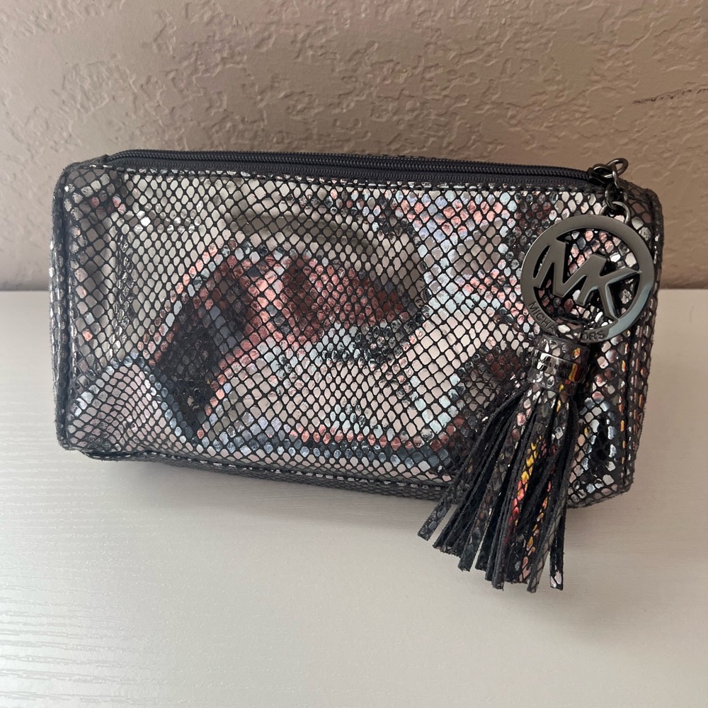 Michael Kors Iridescent Sequin Mesh Cosmetic Pouch with Tassel
